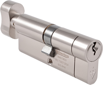 Sterling 1 Star - Euro Thumbturn Cylinder 55 - 45 (100mm Satin Nickel) | BS1 ETN4555 by Sterling