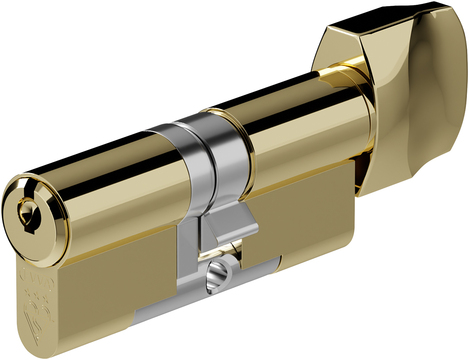 EVVA ICS 3 Star - Euro Thumbturn Cylinder 46 - 61 (107mm Polished Brass) | L28111M-PB-KA by EVVA