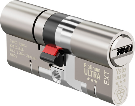 Yale Platinum Ultra 3 Star - Euro Double Cylinder 35 - 35 (70mm Nickel Plated) | YPU3-3535NKA by Yale