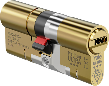 Yale Platinum Ultra 3 Star - Euro Double Cylinder 50 - 45 (95mm Polished Brass) | YPU3-4550BKA by Yale