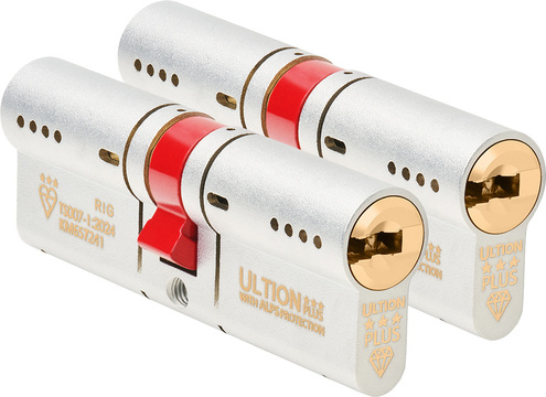 Ultion 3 Star PLUS - Euro Double Cylinder 30 - 30 (60mm Satin Nickel) | DCUAW3030DKA by Ultion